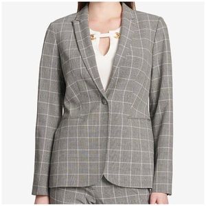 Tommy Hilfiger Plaid Blazer in Gray Size 12